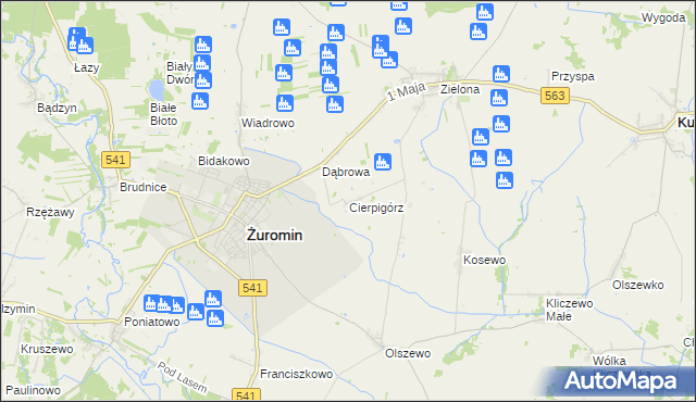 mapa Cierpigórz gmina Żuromin, Cierpigórz gmina Żuromin na mapie Targeo