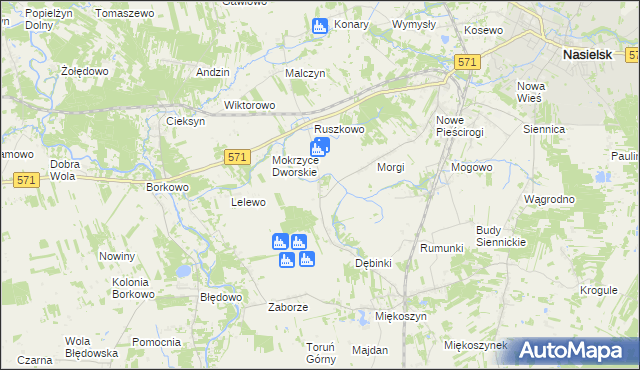 mapa Czajki gmina Nasielsk, Czajki gmina Nasielsk na mapie Targeo