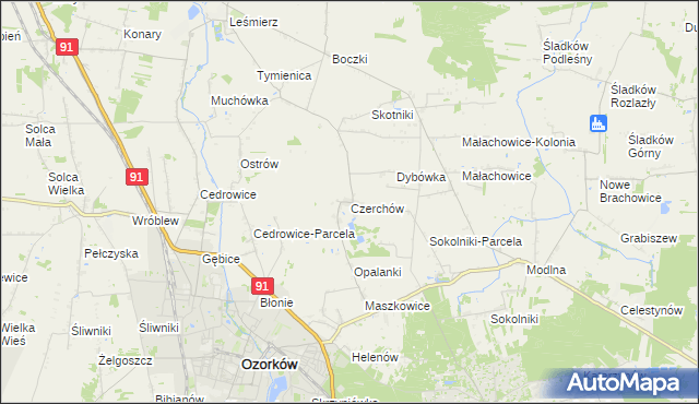 mapa Czerchów, Czerchów na mapie Targeo