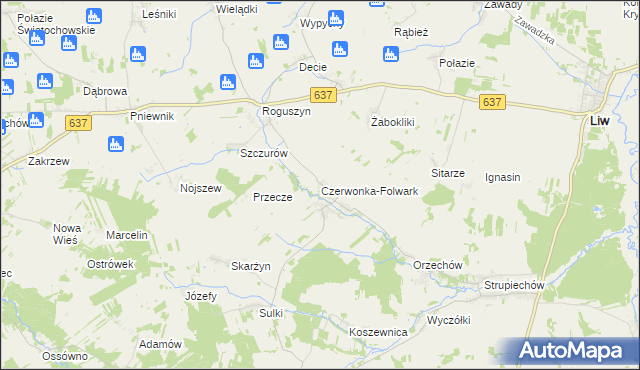 mapa Czerwonka-Folwark, Czerwonka-Folwark na mapie Targeo