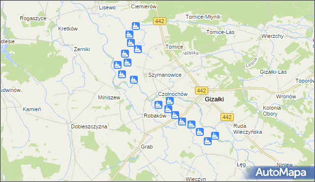 mapa Czołnochów, Czołnochów na mapie Targeo