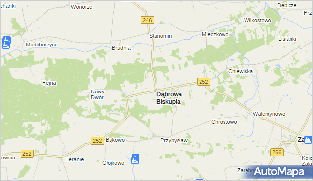 mapa Dąbrowa Biskupia, Dąbrowa Biskupia na mapie Targeo