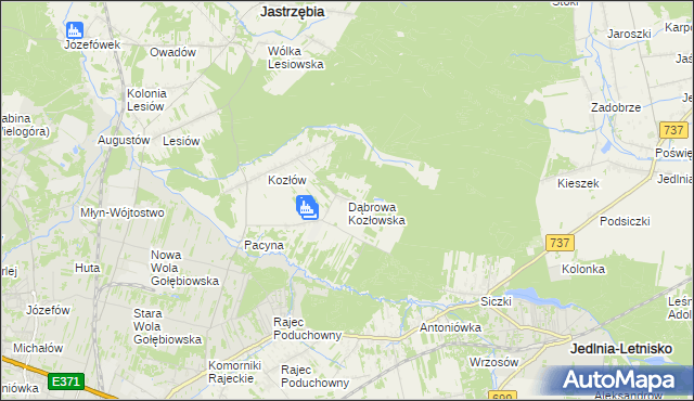 mapa Dąbrowa Kozłowska, Dąbrowa Kozłowska na mapie Targeo