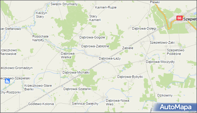 mapa Dąbrowa-Łazy gmina Szepietowo, Dąbrowa-Łazy gmina Szepietowo na mapie Targeo