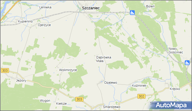 mapa Dąbrówka Mała gmina Szczaniec, Dąbrówka Mała gmina Szczaniec na mapie Targeo