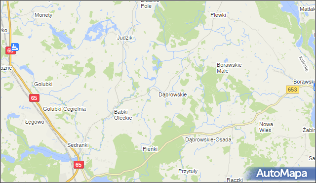 mapa Dąbrowskie gmina Olecko, Dąbrowskie gmina Olecko na mapie Targeo