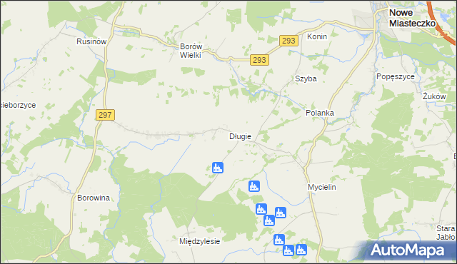 mapa Długie gmina Szprotawa, Długie gmina Szprotawa na mapie Targeo