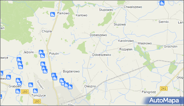 mapa Dobieszewko gmina Kcynia, Dobieszewko gmina Kcynia na mapie Targeo