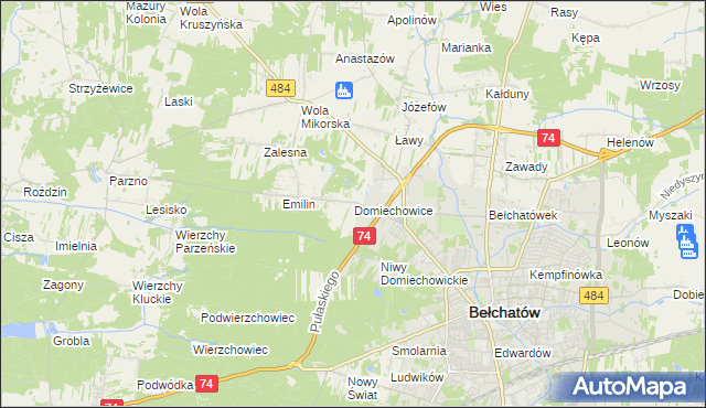 mapa Domiechowice, Domiechowice na mapie Targeo