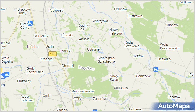 mapa Dzierzązna Szlachecka, Dzierzązna Szlachecka na mapie Targeo