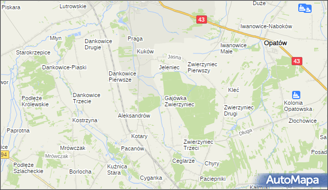 mapa Gajówka Zwierzyniec, Gajówka Zwierzyniec na mapie Targeo