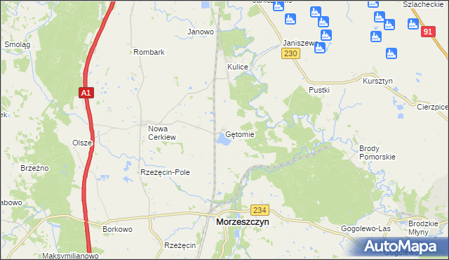 mapa Gętomie, Gętomie na mapie Targeo