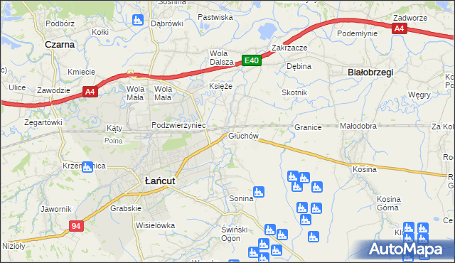 mapa Głuchów gmina Łańcut, Głuchów gmina Łańcut na mapie Targeo