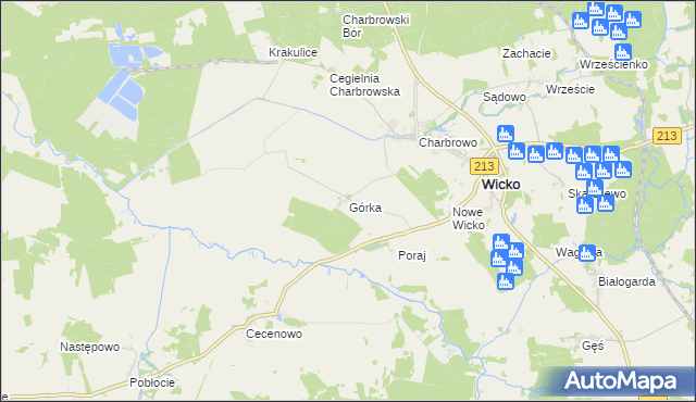 mapa Górka gmina Wicko, Górka gmina Wicko na mapie Targeo