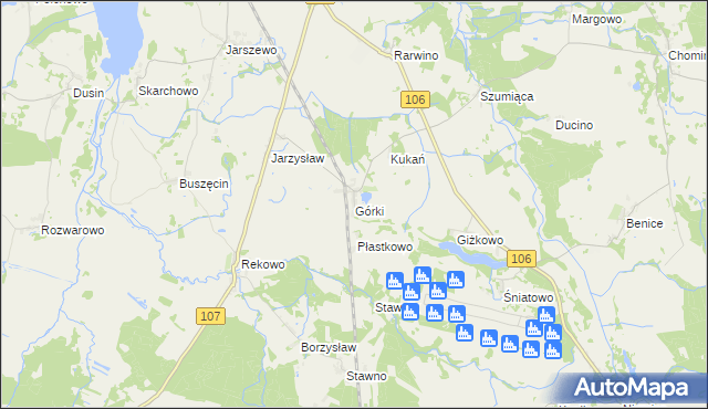 mapa Górki gmina Kamień Pomorski, Górki gmina Kamień Pomorski na mapie Targeo