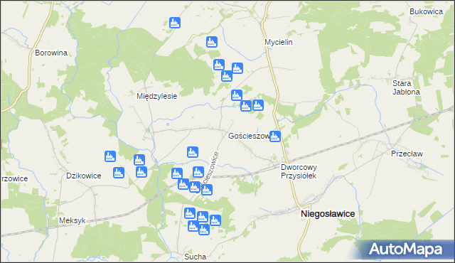 mapa Gościeszowice, Gościeszowice na mapie Targeo