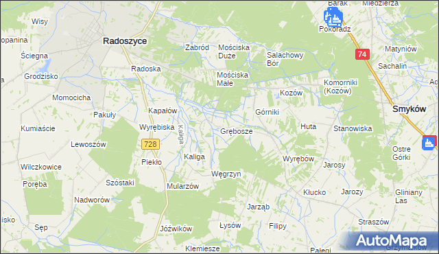 mapa Grębosze, Grębosze na mapie Targeo