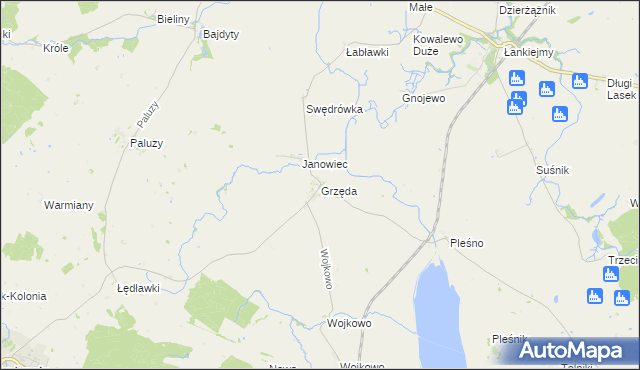 mapa Grzęda gmina Bisztynek, Grzęda gmina Bisztynek na mapie Targeo