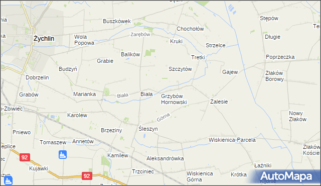 mapa Grzybów Hornowski, Grzybów Hornowski na mapie Targeo