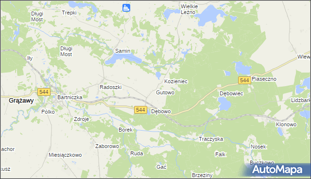 mapa Gutowo gmina Bartniczka, Gutowo gmina Bartniczka na mapie Targeo