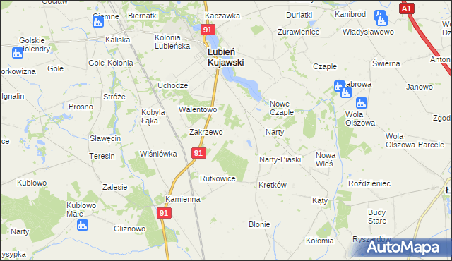 mapa Henryków gmina Lubień Kujawski, Henryków gmina Lubień Kujawski na mapie Targeo