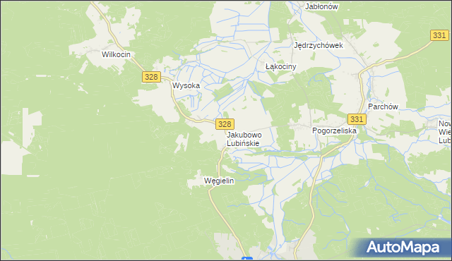 mapa Jakubowo Lubińskie, Jakubowo Lubińskie na mapie Targeo