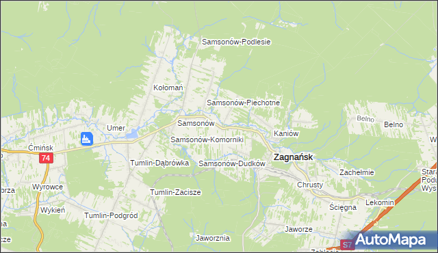 mapa Janaszów gmina Zagnańsk, Janaszów gmina Zagnańsk na mapie Targeo