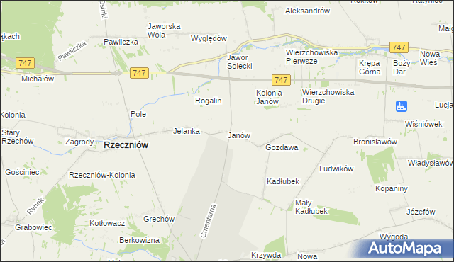mapa Janów gmina Sienno, Janów gmina Sienno na mapie Targeo