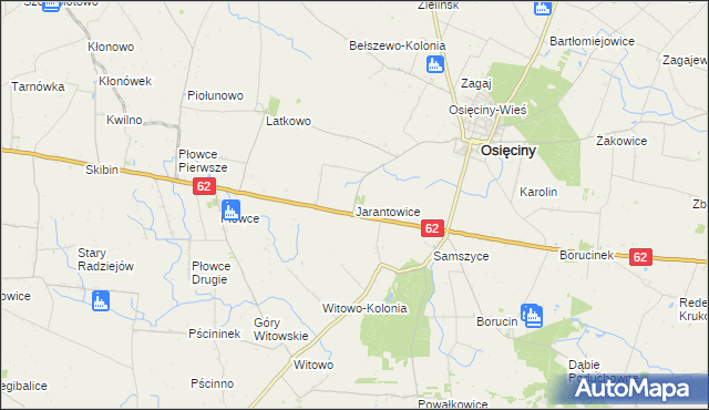 mapa Jarantowice gmina Osięciny, Jarantowice gmina Osięciny na mapie Targeo