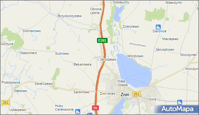 mapa Jaroszewo gmina Żnin, Jaroszewo gmina Żnin na mapie Targeo