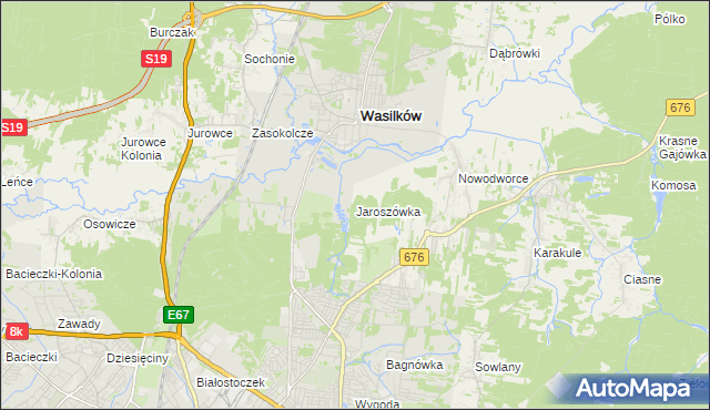 mapa Jaroszówka gmina Wasilków, Jaroszówka gmina Wasilków na mapie Targeo