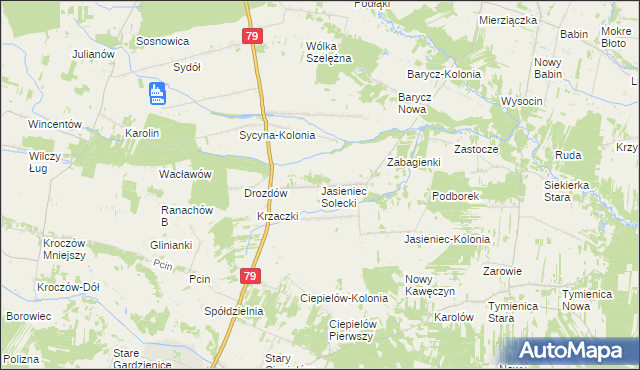 mapa Jasieniec Solecki, Jasieniec Solecki na mapie Targeo