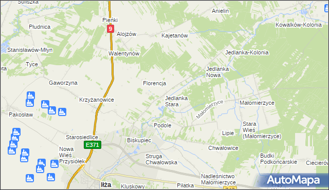 mapa Jedlanka Stara, Jedlanka Stara na mapie Targeo
