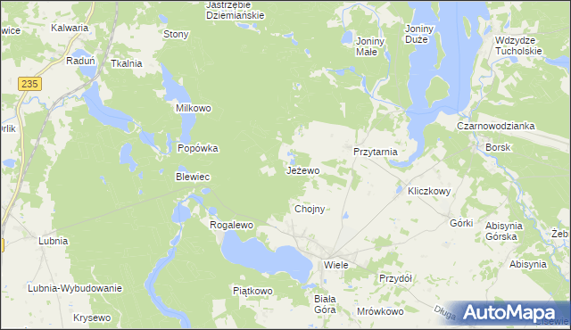 mapa Jeżewo gmina Karsin, Jeżewo gmina Karsin na mapie Targeo