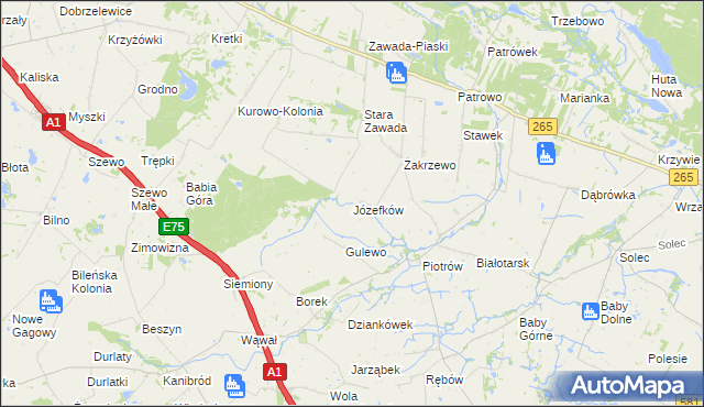 mapa Józefków gmina Gostynin, Józefków gmina Gostynin na mapie Targeo