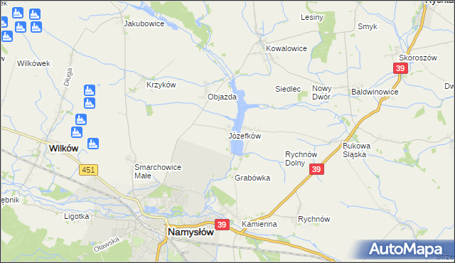 mapa Józefków gmina Namysłów, Józefków gmina Namysłów na mapie Targeo