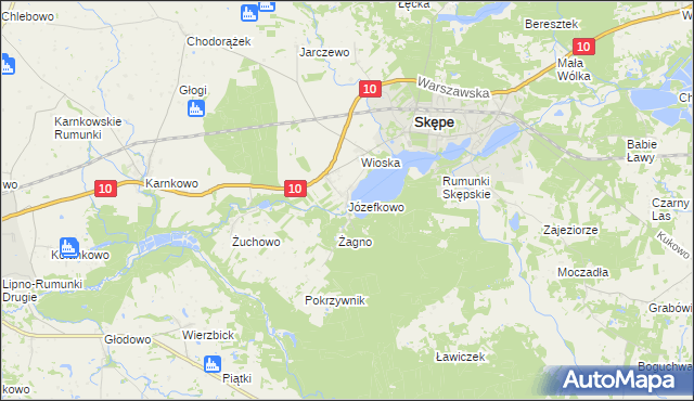 mapa Józefkowo gmina Skępe, Józefkowo gmina Skępe na mapie Targeo