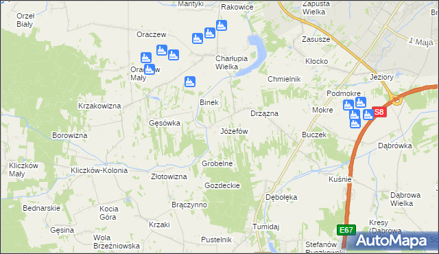 mapa Józefów gmina Wróblew, Józefów gmina Wróblew na mapie Targeo