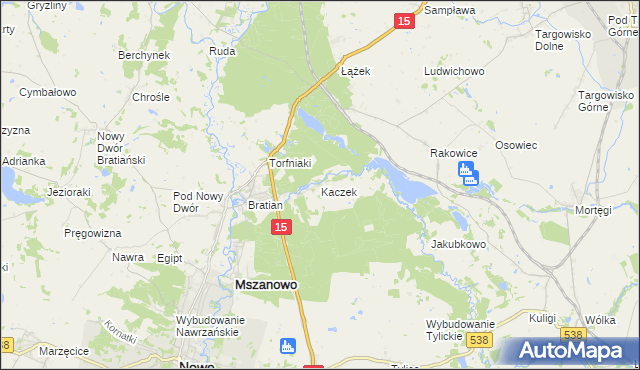 mapa Kaczek, Kaczek na mapie Targeo