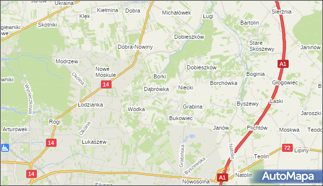 mapa Kalonka gmina Nowosolna, Kalonka gmina Nowosolna na mapie Targeo