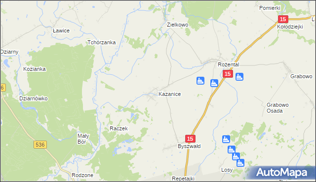 mapa Kazanice, Kazanice na mapie Targeo