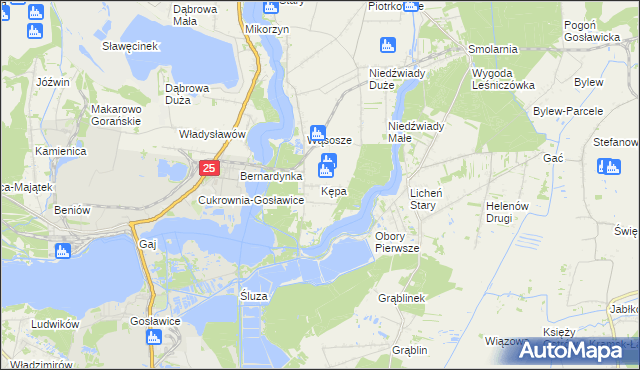 mapa Kępa gmina Ślesin, Kępa gmina Ślesin na mapie Targeo