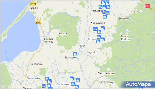 mapa Kępka gmina Darłowo, Kępka gmina Darłowo na mapie Targeo