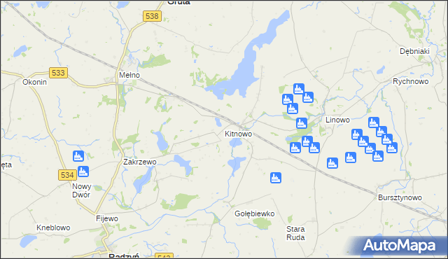 mapa Kitnowo gmina Gruta, Kitnowo gmina Gruta na mapie Targeo