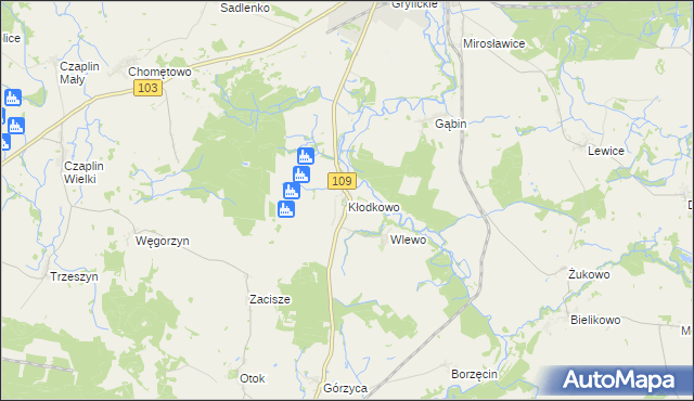 mapa Kłodkowo, Kłodkowo na mapie Targeo