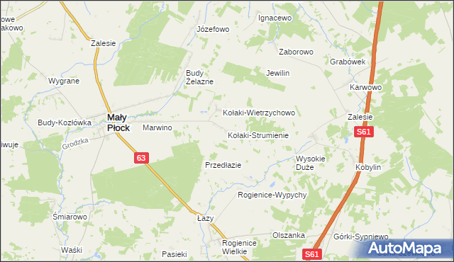 mapa Kołaki-Strumienie, Kołaki-Strumienie na mapie Targeo