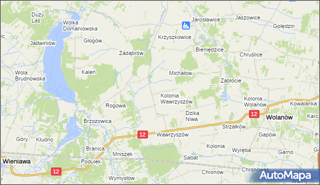 mapa Kolonia Wawrzyszów, Kolonia Wawrzyszów na mapie Targeo