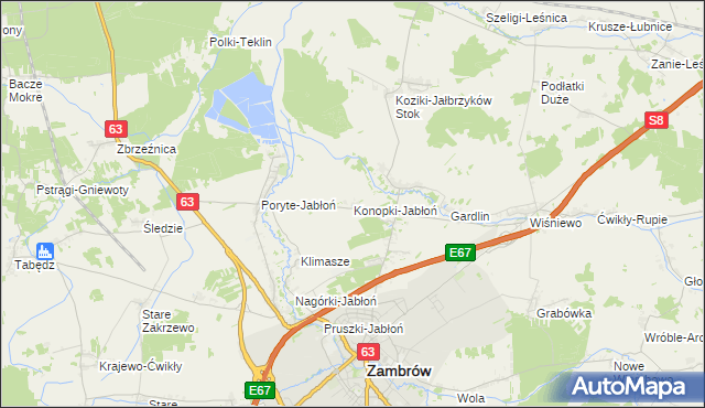mapa Konopki-Jabłoń, Konopki-Jabłoń na mapie Targeo