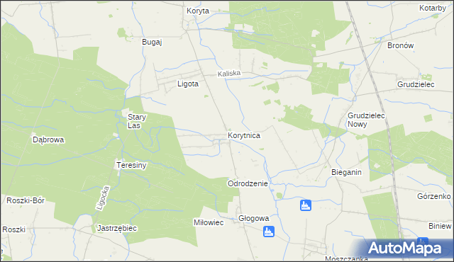 mapa Korytnica gmina Raszków, Korytnica gmina Raszków na mapie Targeo