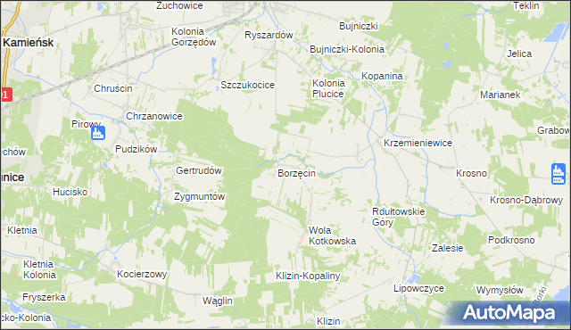 mapa Kotków gmina Gorzkowice, Kotków gmina Gorzkowice na mapie Targeo